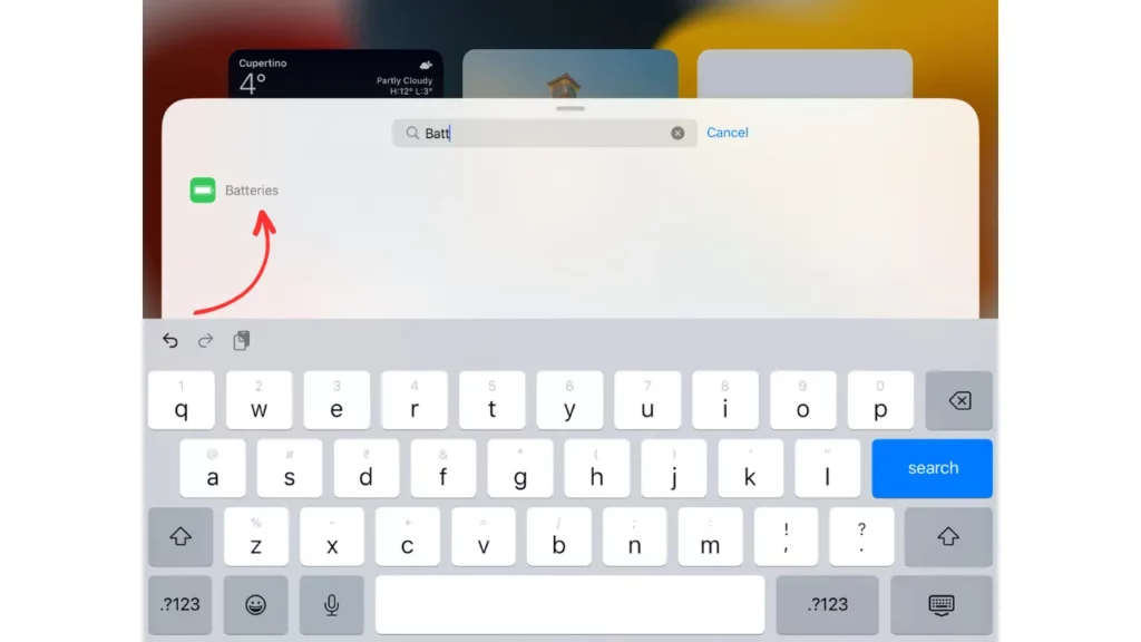 Batteries Widget In Ipad