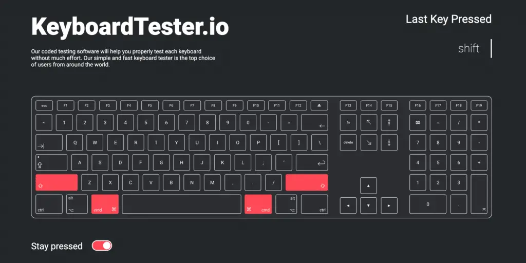 Testing the keyboard by using the keyboard tester tool.